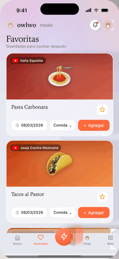 Favoritas en Owlwo Meals